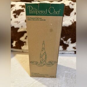 Pampered Chef Ceramic Oil Dipping Set 5 Pc Bottle Bowls Olive Italian